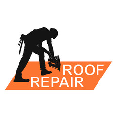 Wall Mural - Roofer repairs the roof symbol for business