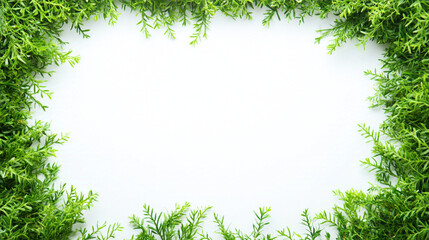 Wall Mural - Artificial Grass frame on white studio background