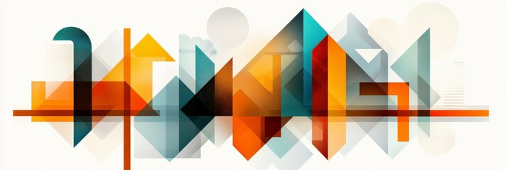 Poster - Abstract Geometric Shapes in Vibrant Colors Creating a Modern Digital Artwork Background