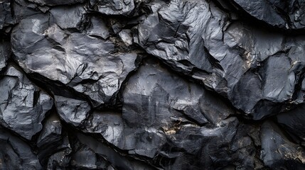 Poster - Dark Rough Textured Volcanic Rock Face