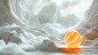 © JuanB - Orange sphere on icy terrain under a soft light
