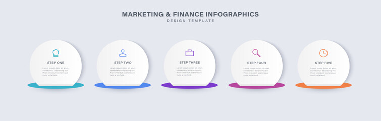 Vector infographics design template 5 steps or options.