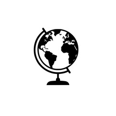 Wall Mural - a simple black and white illustration of a desk globe, perfect for representing global concepts, tra