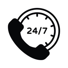 Wall Mural - 24 7 support icon symbolizing round the clock customer communication services