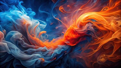 Wall Mural - Abstract Swirling Colors of Blue, Orange, and Red in a Dynamic Dance of Light and Shadow