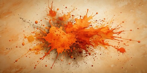 Wall Mural - A Large Abstract Splash of Orange Paint Exploding Across a Textured Background