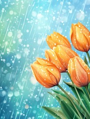 Wall Mural - Spring flowers. Tulip bouquet on the bokeh background. Poster design, realistic, HD, copy space 