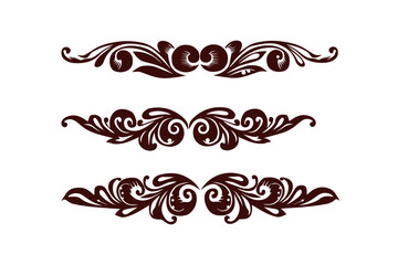 Wall Mural - beautiful graphic with a black elegant plant ornament on an isolated background