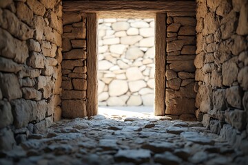 Wall Mural - Minimalist Stone Passage Entrance   Vernacular Architecture Concept Photo for Commercial Use