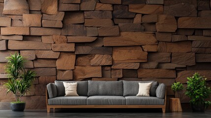 Poster - A rustic wooden wall with natural textures, creating a warm and earthy ambiance