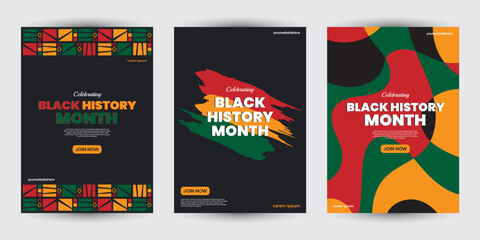 collection of black history month design for social media posts, greeting card, cover, sale promotio