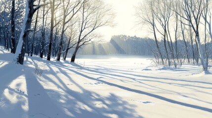 Wall Mural - Winter Wonderland: Sunlit Snowscape