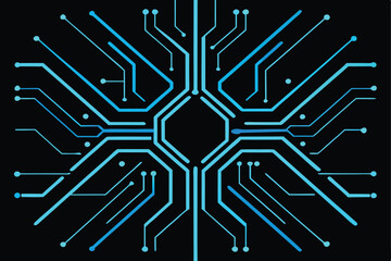 futuristic circuit board design in vibrant blue.