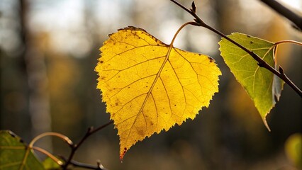 Birch leaf, heart-shaped with bright yellow hues