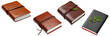© AuroraCrafts - Set of leather journals with nature inspired accents isolated on a transparent background