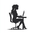 © lestari - Woman Silhouetted Working at Desk on Laptop