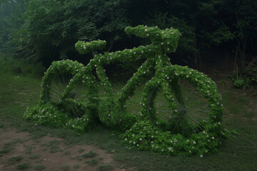Poster - A bicycle with wheels made of flowers that bloom with every turn