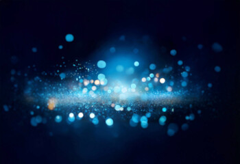Poster - Glowing blue particles and bokeh lights illuminate a dark background, creating a dreamy, ethereal atmosphere.  The light source appears to emanate from the center, scattering outwards.