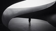© Fonlinepix - A person standing alone in the center of a large, dark void, contemplating their existence and purpose.
