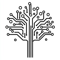 Poster - Abstract Circuit Board Tree Design Illustration