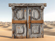 © Zilvinas - An old locked door in the middle of a vast desert.