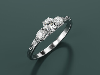 Poster - Diamond Ring isolated on green background 3d rendering	
