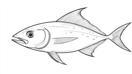 Wall Mural - line art illustration of a fish for coloring book, suitable for kids activity or educational purpose