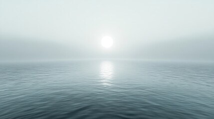 Wall Mural - Serene seascape with hazy sun.