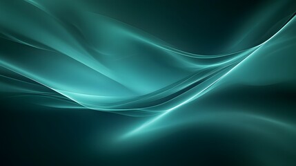 Poster - Abstract Teal Waves Flowing Dark Background