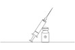 © Line Art King - Vaccine and syringe one line drawing and medical icon continuous isolated outline flat vector icon