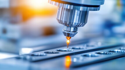 Poster - Precision Laser Cutting Equipment in Modern Manufacturing Facility with Spark