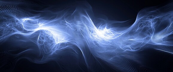 Poster - Abstract blue glowing energy wave.