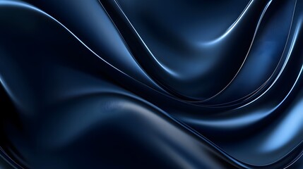 Poster - Abstract Dark Blue Fabric Smooth Waves Flowing