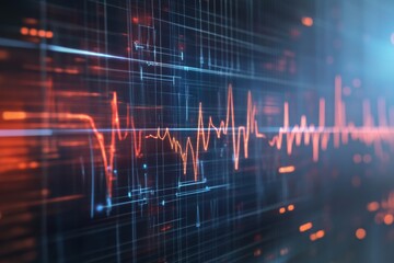Poster - Digital sound waveform displayed on a futuristic interface with vibrant colors