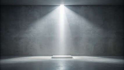 Wall Mural - Illuminated Platform in a Dark Room with Concrete Walls