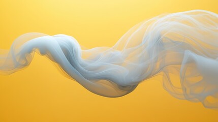 Poster - Gentle flowing smoke creates intricate patterns against a warm yellow background
