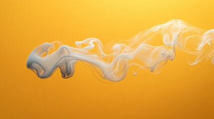 Poster - Gentle smoke swirls create intricate patterns against a vibrant yellow backdrop