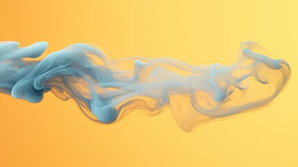 Poster - Gentle flowing smoke creating intricate patterns against a warm yellow background