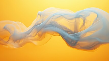 Poster - Gentle flowing smoke creates intricate patterns against a vibrant yellow background
