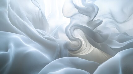 Poster - Delicate wisps of soft curling smoke rise gracefully, swirling in an enchanting display