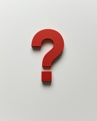 Poster - Bright red question mark symbolizes inquiry and curiosity on a clean background in a minimalistic setting