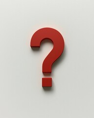 Poster - Bright red question mark symbolizing curiosity and inquiry placed against a clean white background