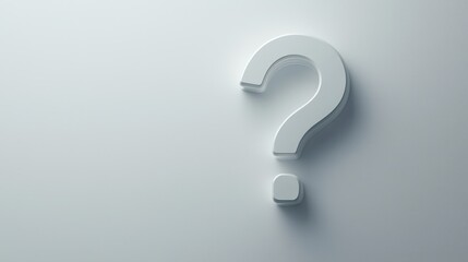Poster - Light gray question mark with subtle shadow on a soft background inviting curiosity and reflection