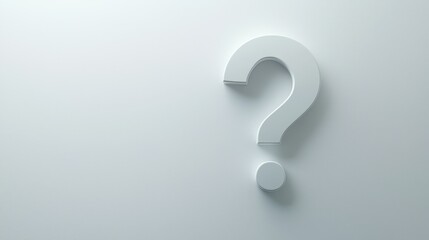 Poster - Light gray question mark with subtle shadow symbolizing inquiry and curiosity on a plain background