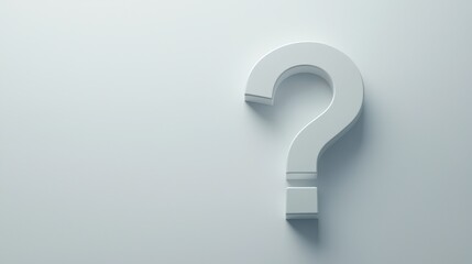 Poster - Light gray question mark with subtle shadow on a smooth background for design and typography use