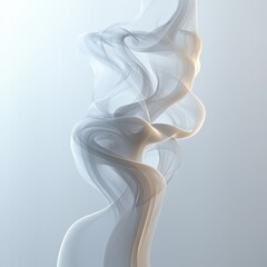 Poster - Wisps of curling smoke rising gracefully against a pure white background in a serene and minimalist composition