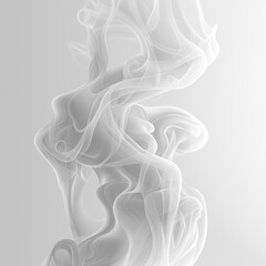 Poster - Wisps of curling smoke dance elegantly against a pure white backdrop, creating ethereal patterns and forms