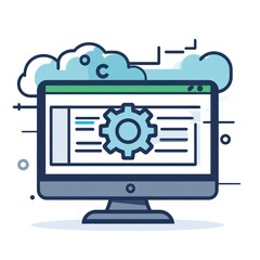 Poster - Computer Screen Displays Cloud Computing Gear