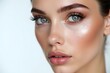 © Paull - Close-up face Realistic model makeup on white background
