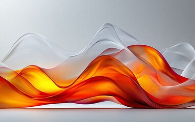 Poster - Abstract orange and white wave background.